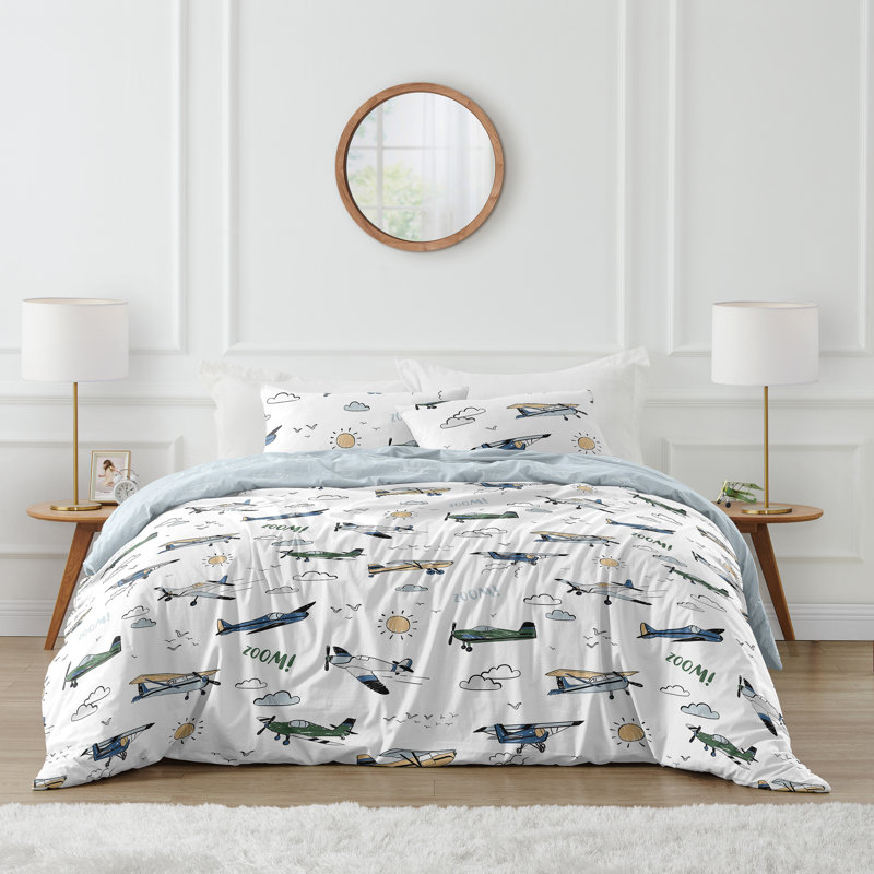 Airplane Green and Blue Queen Comforter Set by Sweet Jojo Designs
