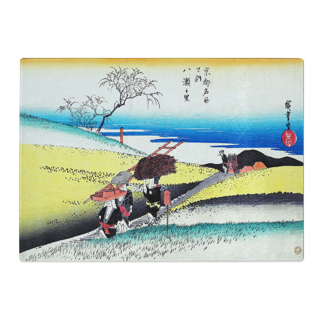 Tempered Glass Yase No Sato by Utagawa Hiroshige Chopping Board