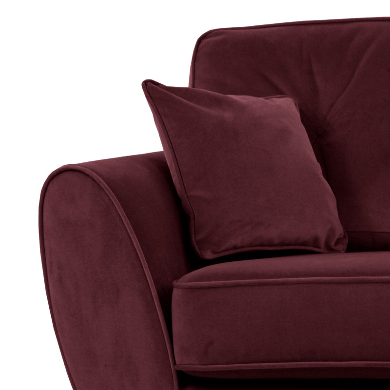 Rafe 3 Seater Velvet Sofa, Aubergine Velvet