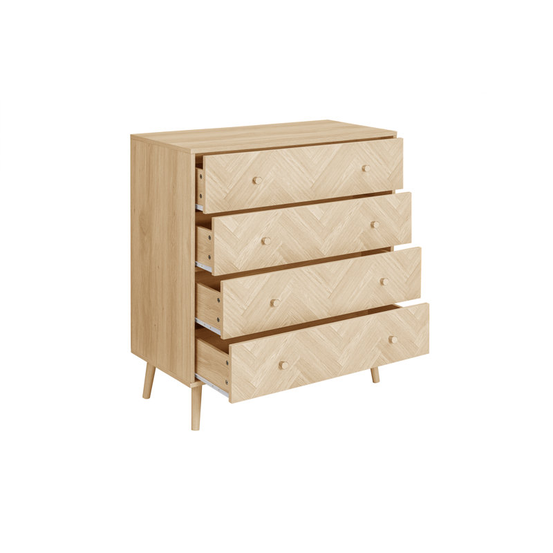 Mardell 85cm W 4 - Drawer Chest of Drawers, Oak