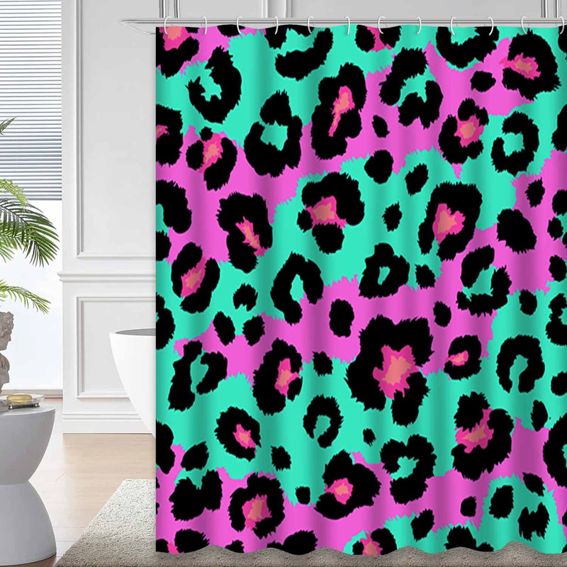 Rideau de douche avec 12 crochets Leopard, L 72 po x l 72 po