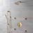 Bravat Brushed Gold Wall Mount Shower System with Round Rainfall Showerhead and Handheld Spray