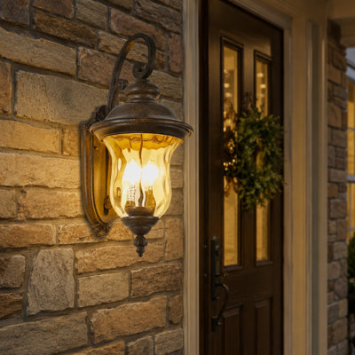 22 Inch Vintage Outdoor Wall Lantern with Clear Glass Shade