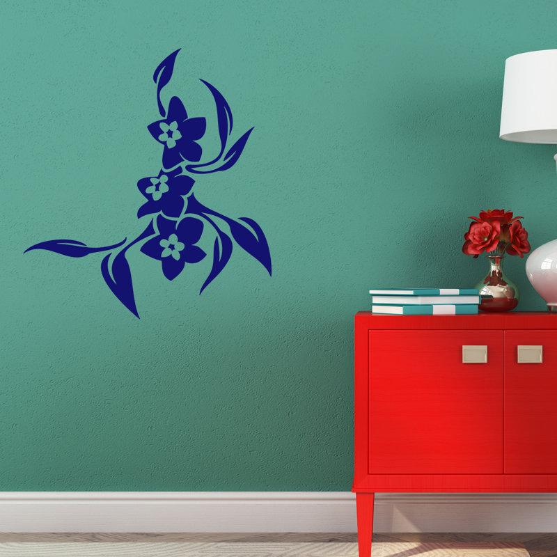 Adhésif décoratif fleurs Galusha, Bleu marine