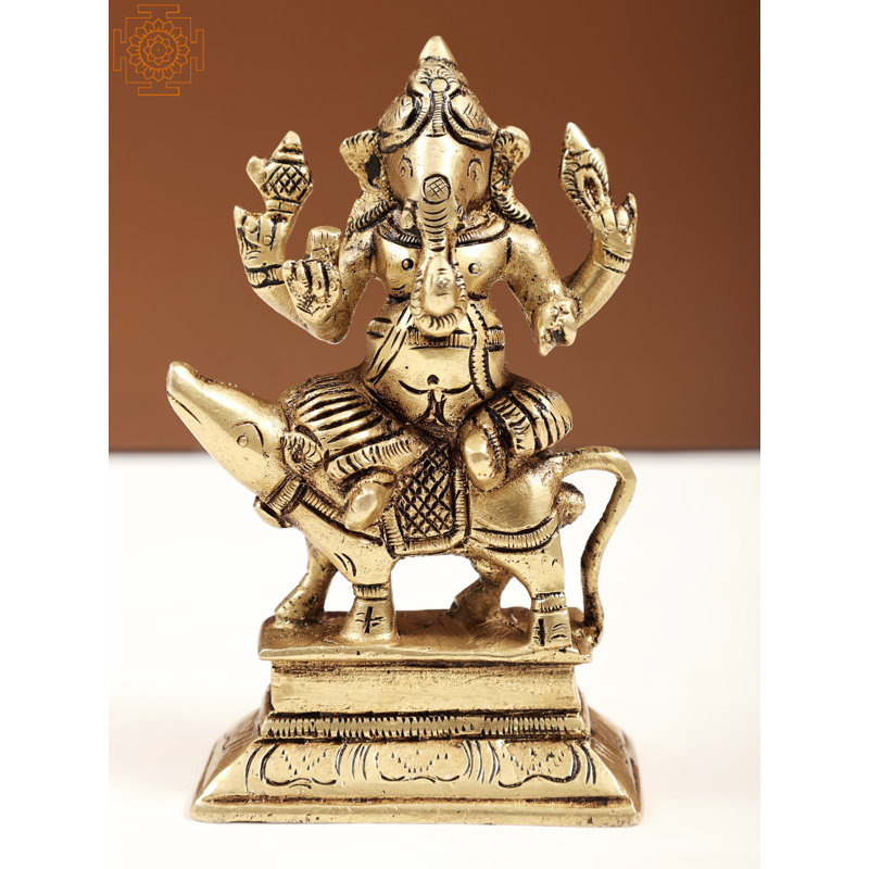 Petit Ganesha de 5 po assis sur une souris