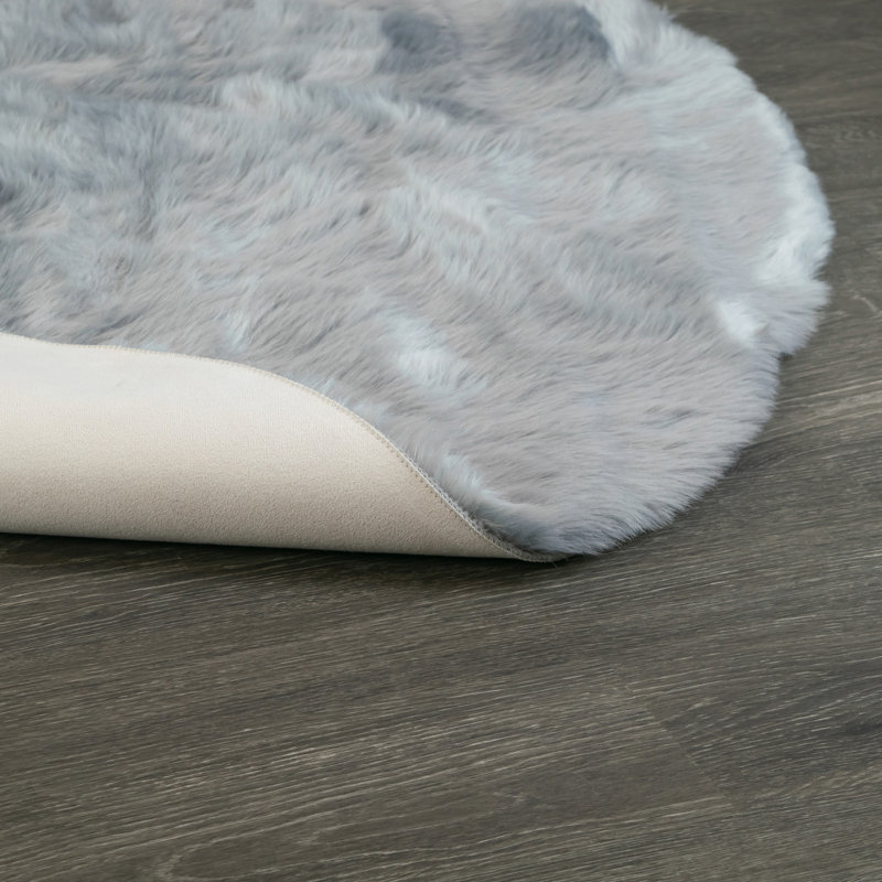 Tapis gris tissé à la machine Malissie, Rond 5 pi