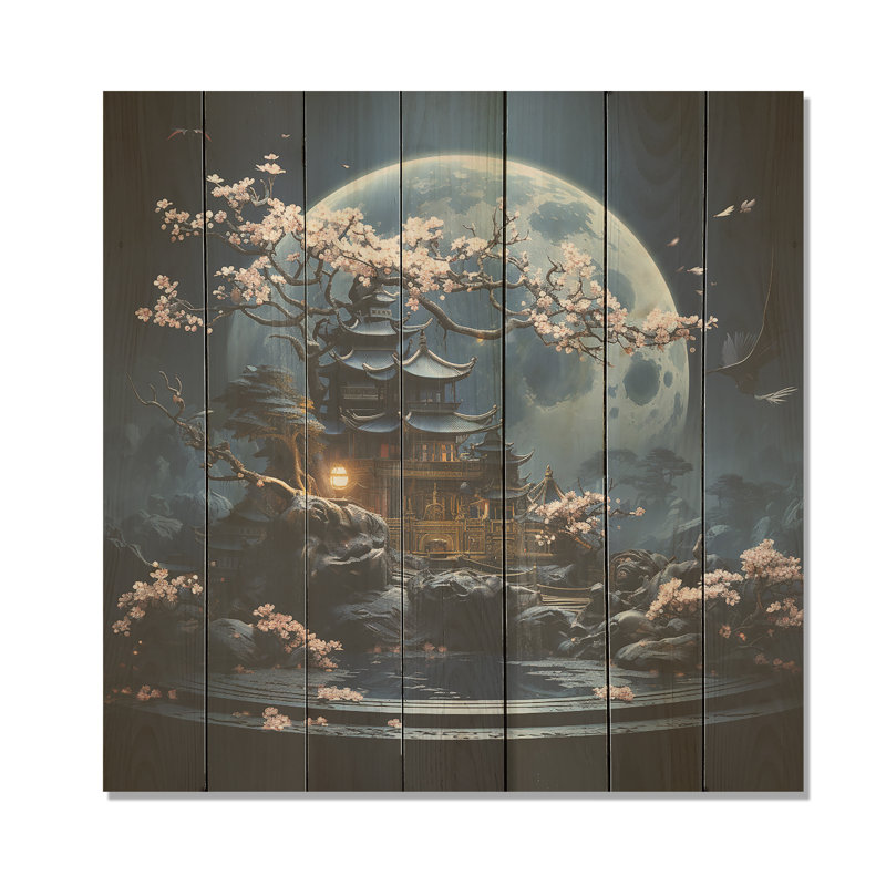 White Moonlit Bonsai Serenade II - Tree Bonsai On Wood Print, 30" H x 30" W