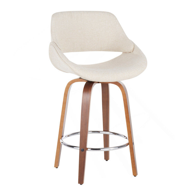 Tabouret de comptoir Fabrico Mid-Century moderne en noyer et crème par Lumisource - ensemble de 2