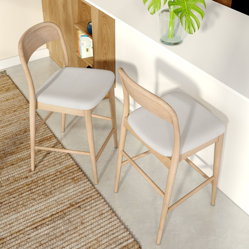 Loar Upholstered Counter Stool, 2, Blonde/Sesame