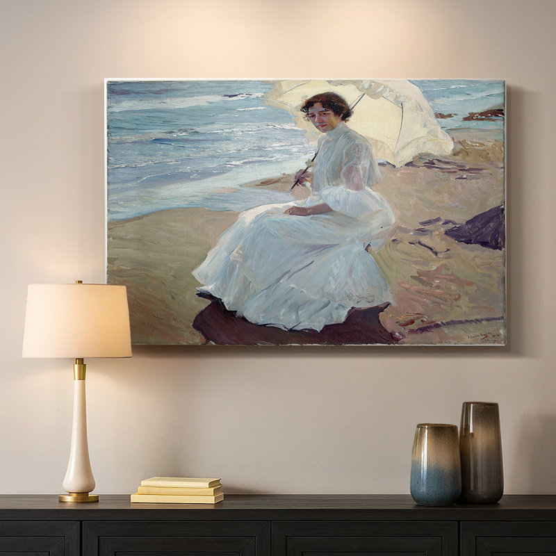 Clotilde sur la plage (Clotilde en la playa) - Jooa Sorolla - Toile tendue avec châssis - 1904, 18 x 27