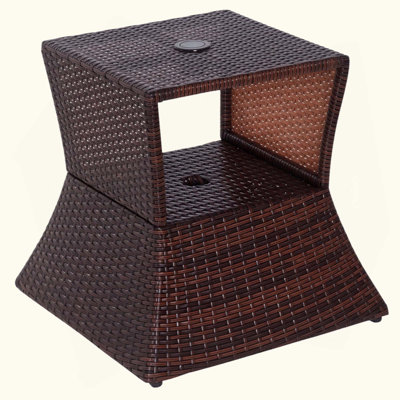 Table d'appoint en osier de rotin avec trou pour parasol Bela