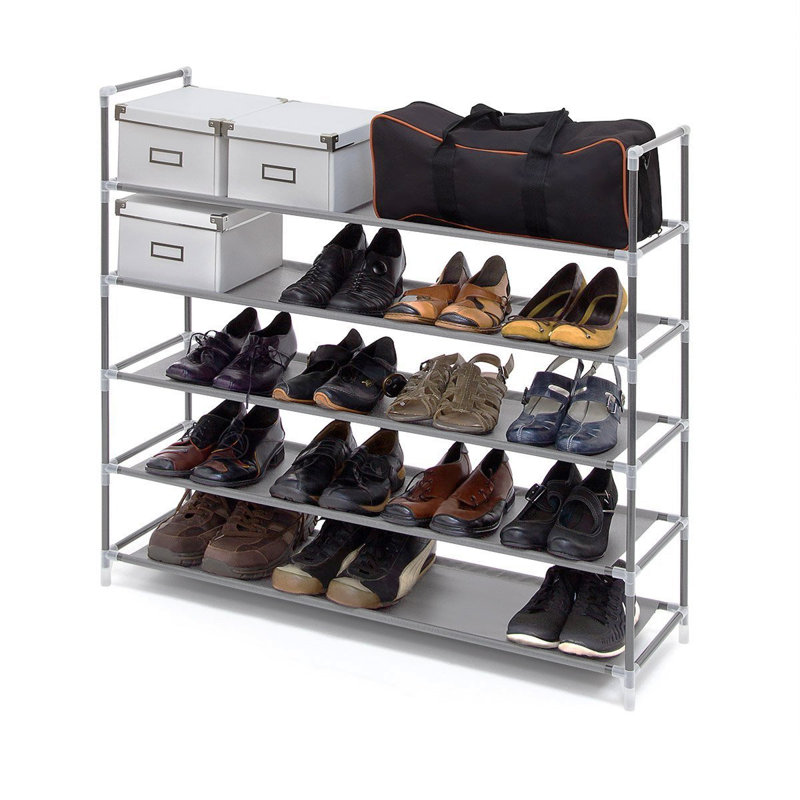 20 Pair Shoe Rack, Grey/Brown/Blue