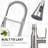 High-arc kitchen faucet with a single-handle pull-down spray head, 2 spray modes, commercial-grade stainless steel kitchen sink faucet with countertop cover, silver.-122556069