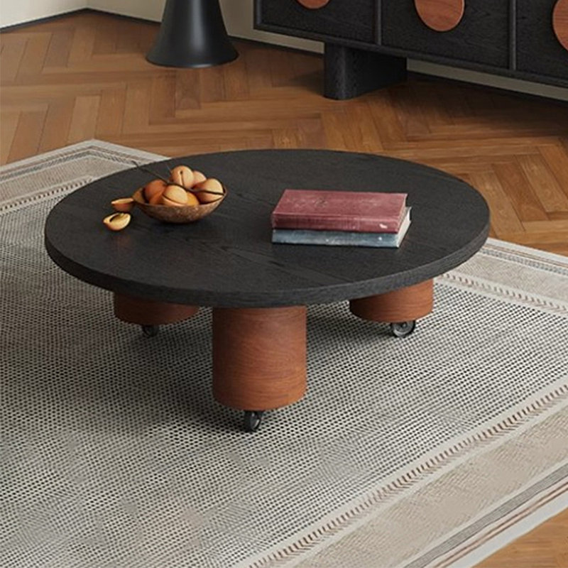 Table à thé ronde en bois massif, H 13,78 po x L 47,24 po x l 47,24 po