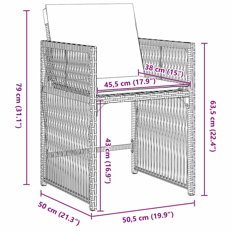 4 - Person Patio Dining Set with, Brown, 73cm H x 160cm W x 80cm D