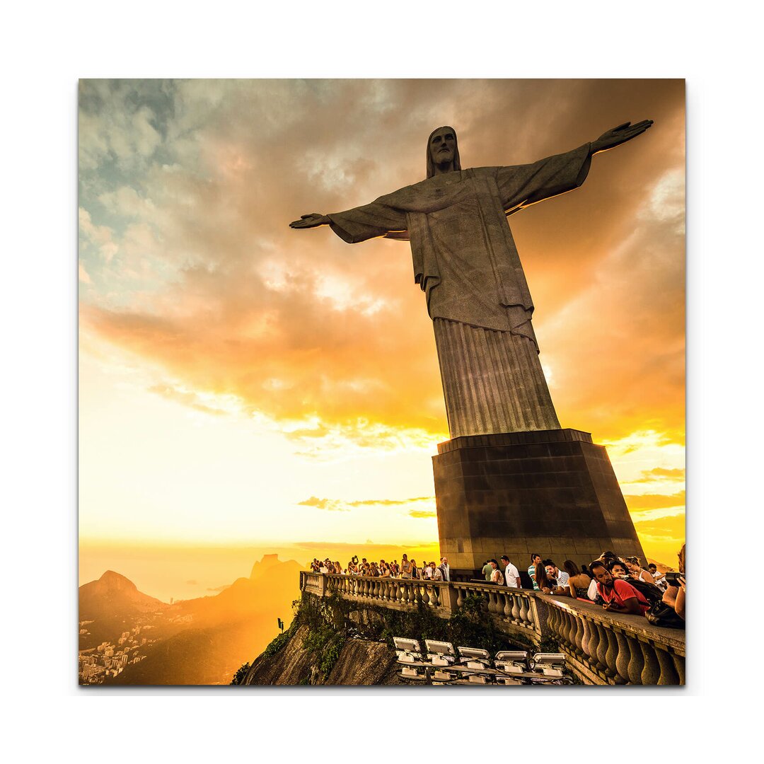 Leinwandbild Cristo Redentor im strahlenden Sonnenaufgang