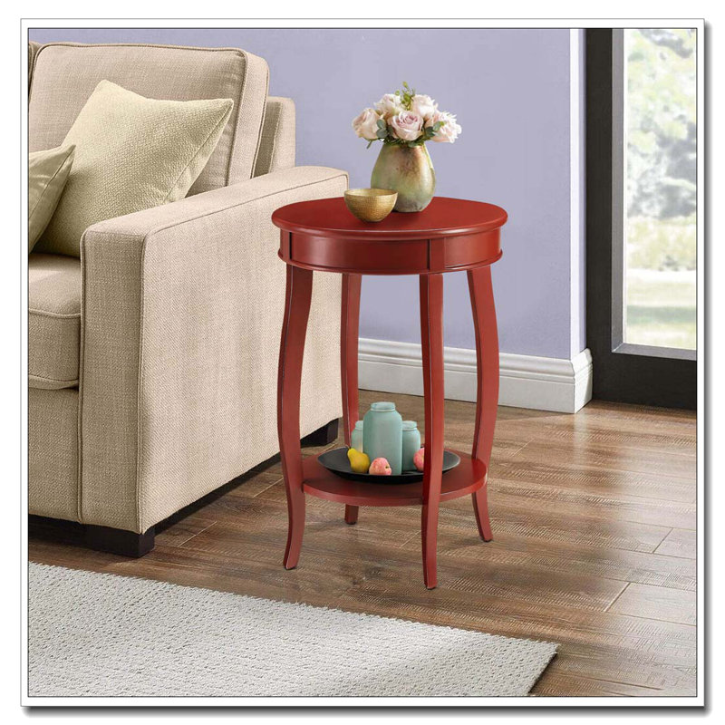 Table d'appoint ronde rouge avec tablette inférieure, Rouge