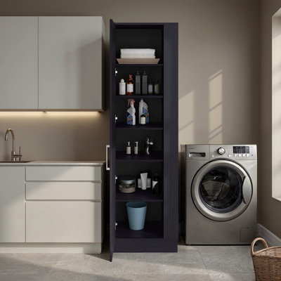 Armoire de rangement Manika, blanchisserie, noir