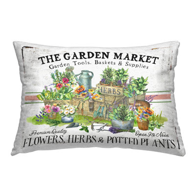 Garden Market Bistro Stripe Outdoor Printed Pillow by Creatif Belle