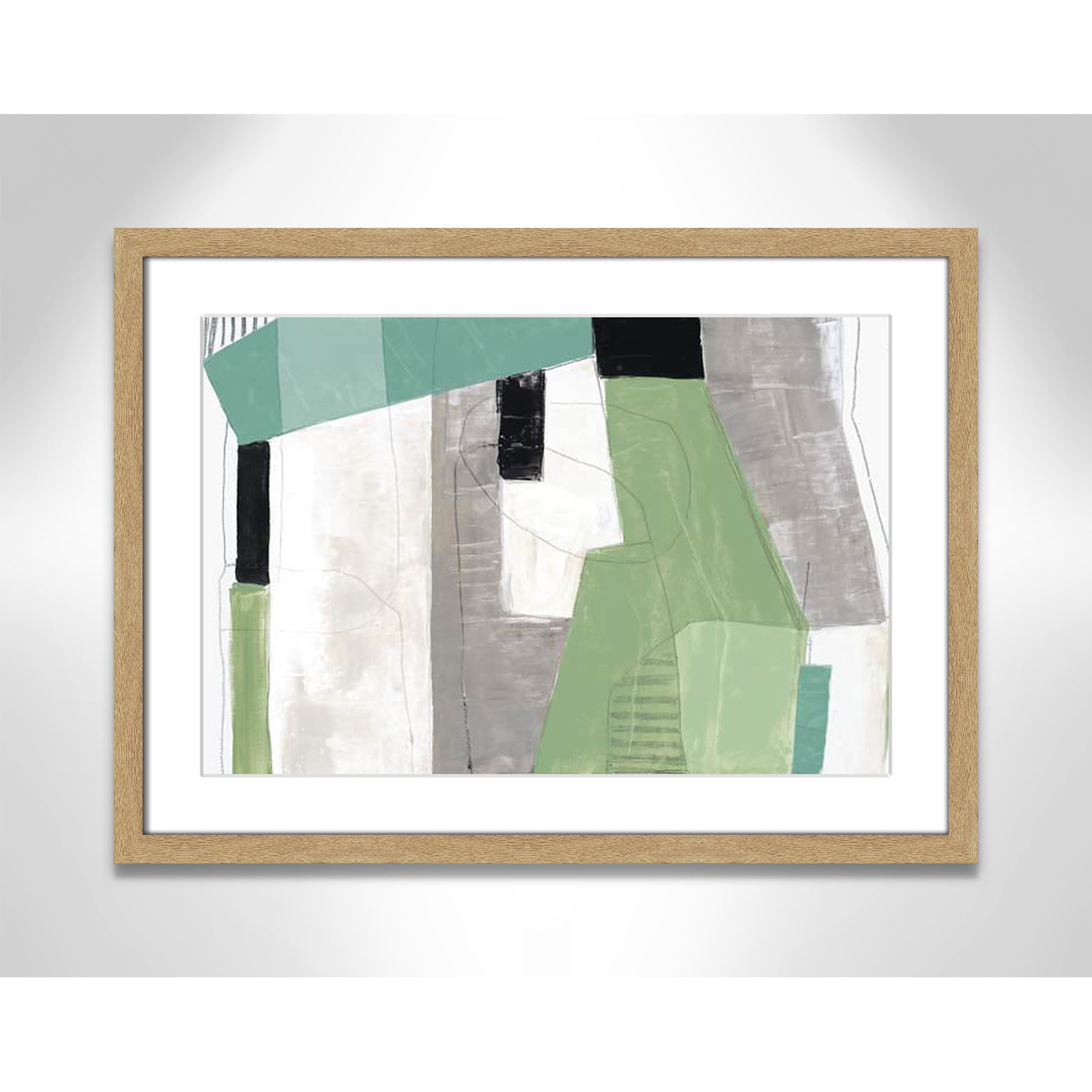 Evergreen Essence Print, 17" H x 23" W x 1.25" D, Natural Box Frame - Matted Fine Art Paper Print, White