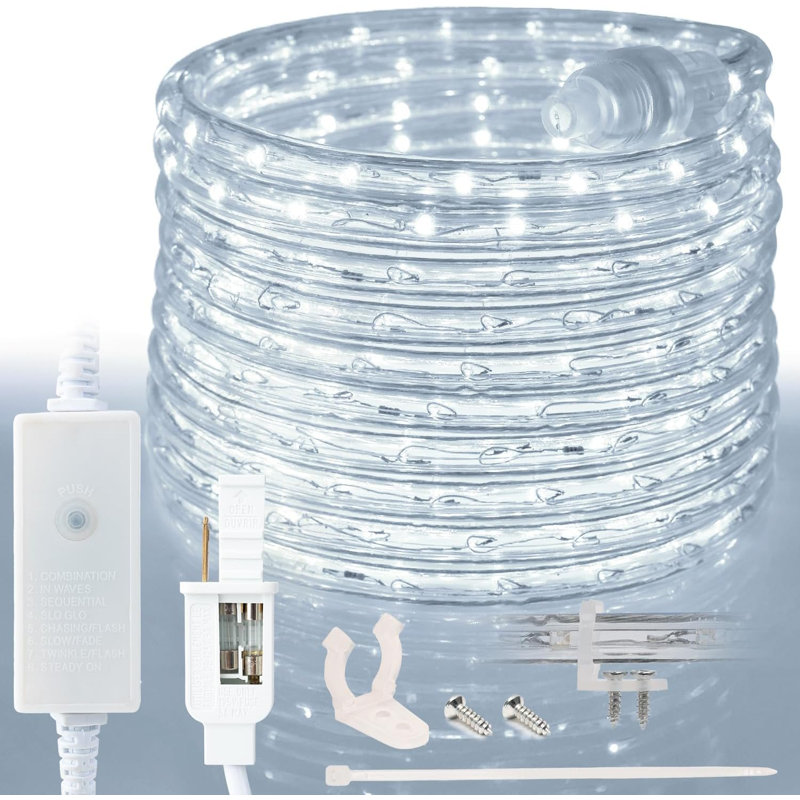 Cordon lumineux à DEL avec mode 8, Blanc froid, 1800 po L