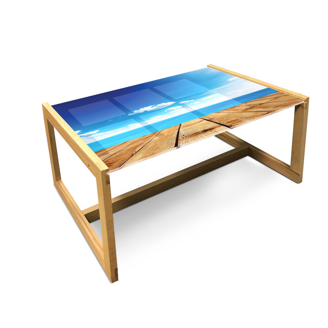 Couchtisch, Seascape bewölkt Strand, Nautisch, Braun Weiß Blau