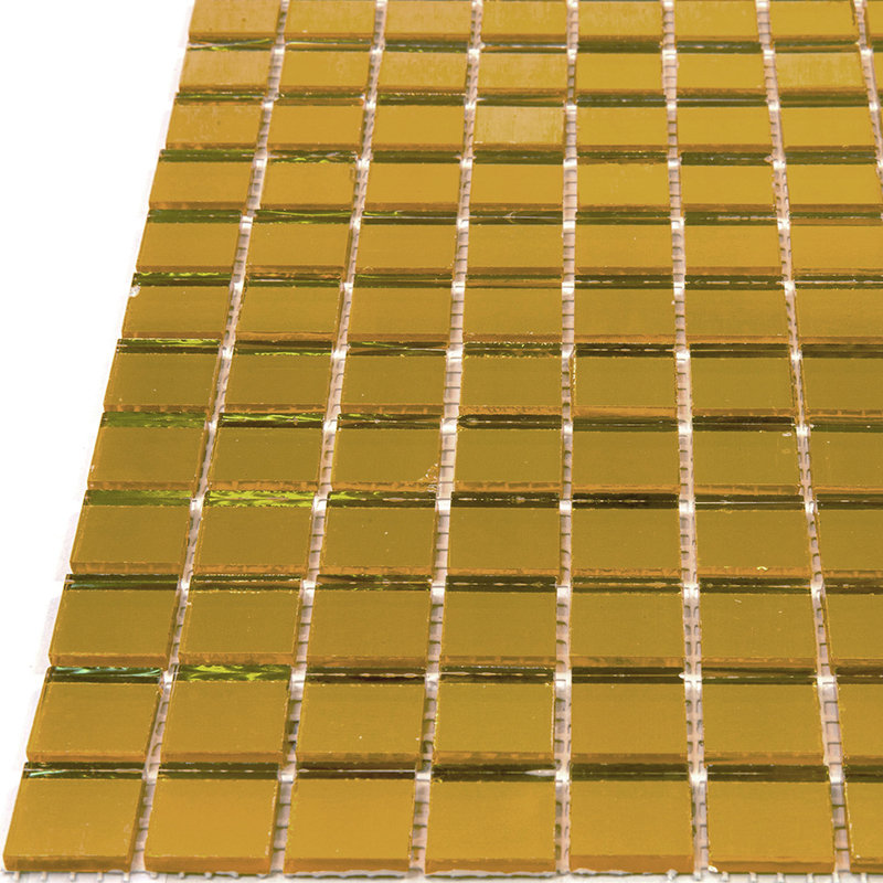 Altin 0.8" x 0.8" Glass Grid Mosaic Wall & Floor Tile, Gold
