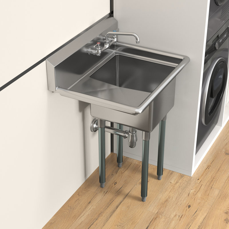 29 in. x 22 in. Stainless Steel One Compartment Sink With 16 in. x 14 in. Bowl And 12 in. Left  Drainboard
