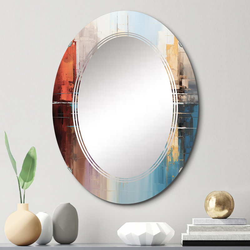 Berkine - Miroir mural abstrait ovale, 30 po x 20 po