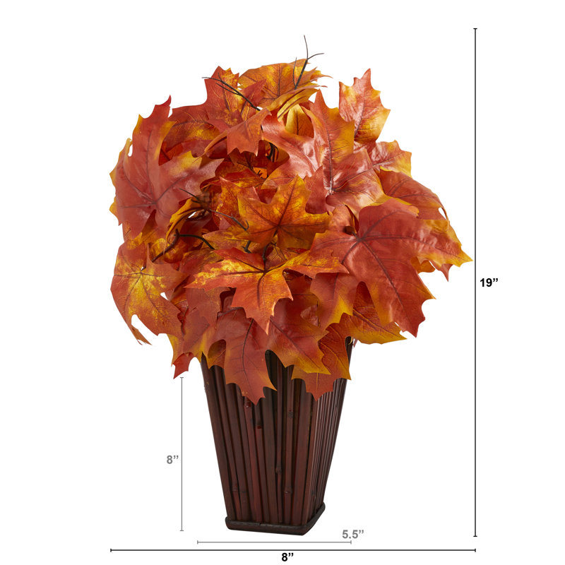 19'' Faux Maple Plant in Planter, Orange