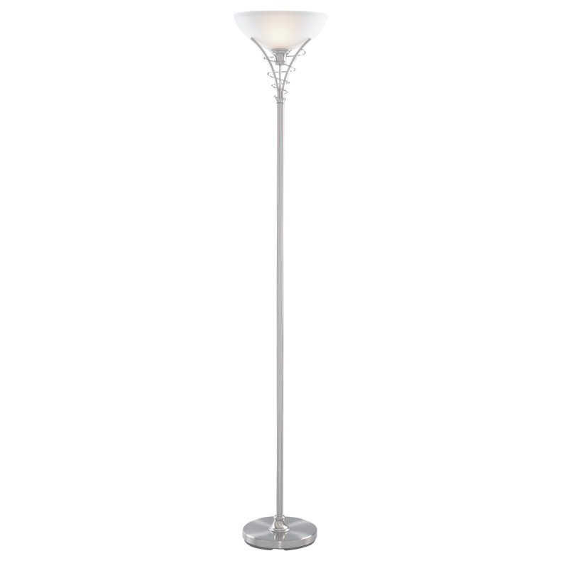 Pinckney 179cm Torchiere Floor Lamp, Satin Silver