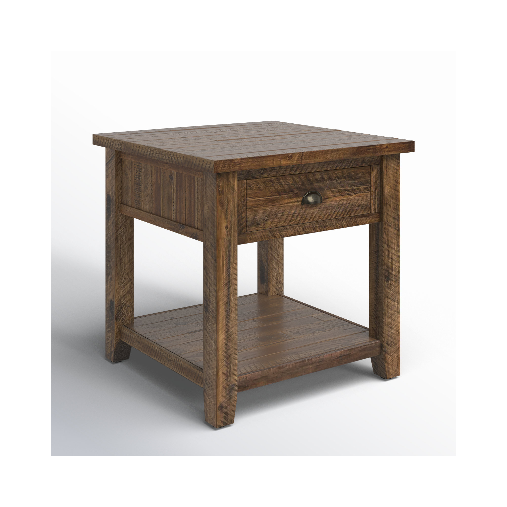 Castile Solid Wood End Table with Storage, Dakota Oak