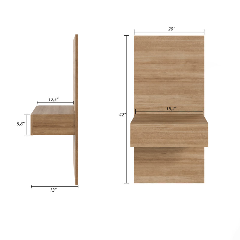  Floating Nightstand Extension Panels (Set of 2), Brown