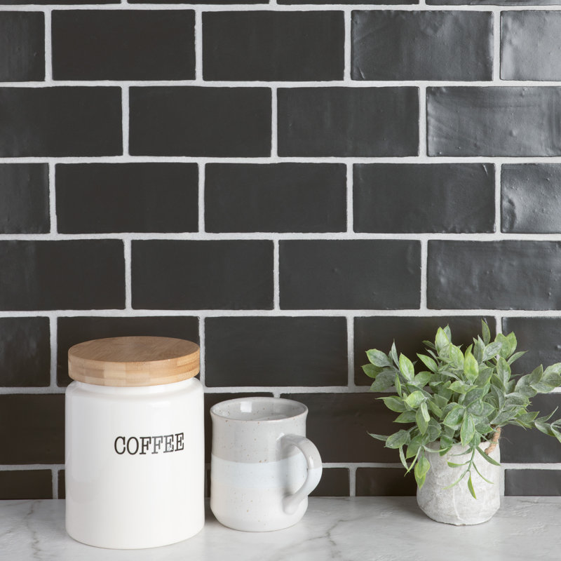 Chester Series 3" x 6" Ceramic Subway Tile in Black