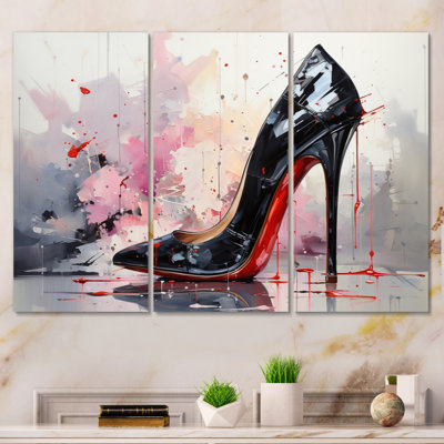 «Fashion High Red and Black High Heels Silhouette» sur toile, 3 pièces