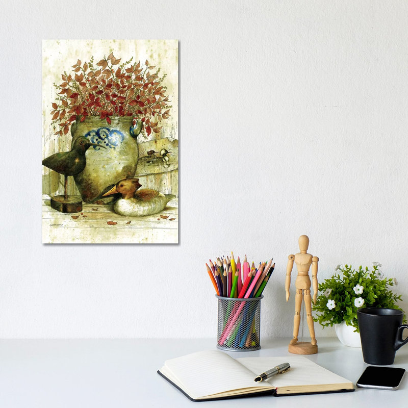 Woodcarvers Bench by Giordano Studios - Wrapped Canvas Painting, 20.32 cm H x 30.48 cm W