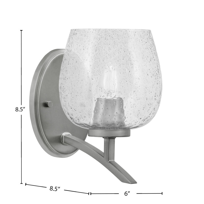 Kurve Uplight Wall Sconce With 6" Smoke Bubble Glass, Silver