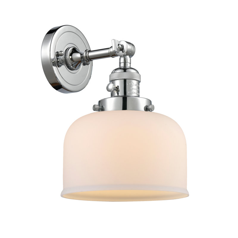 Applique murale 1 lumière 5 po Bell, Boîtier blanc mat, Ampoule à DEL rétro de 3,5 W, Chrome poli