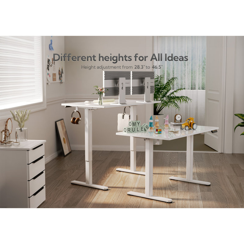 Bureau debout à hauteur ajustable Maysie, Blanc, 46.4" H x 55" W x 23.6" D