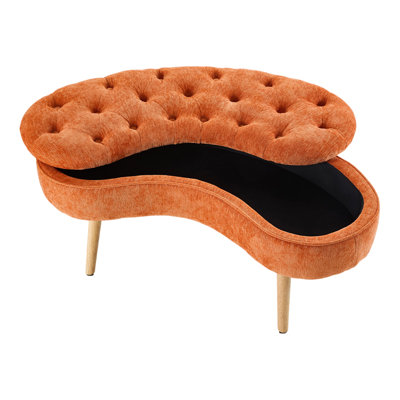 Chenille Upholstered Bench with Flip Top