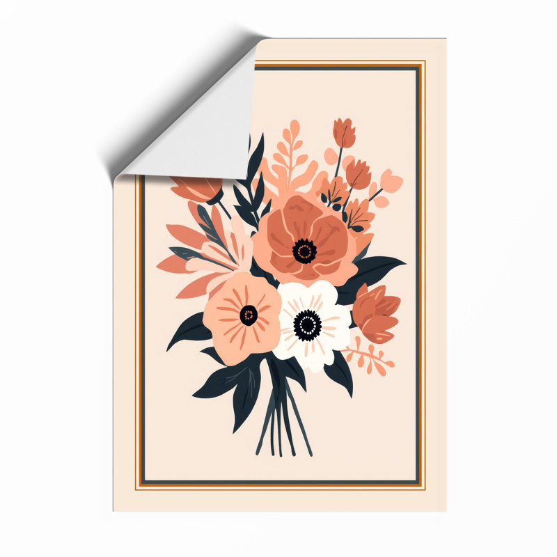 Coral Flower Bouquet Botanical - Framed Print, A2 - 59.4 x 42.0 cm, Unframed