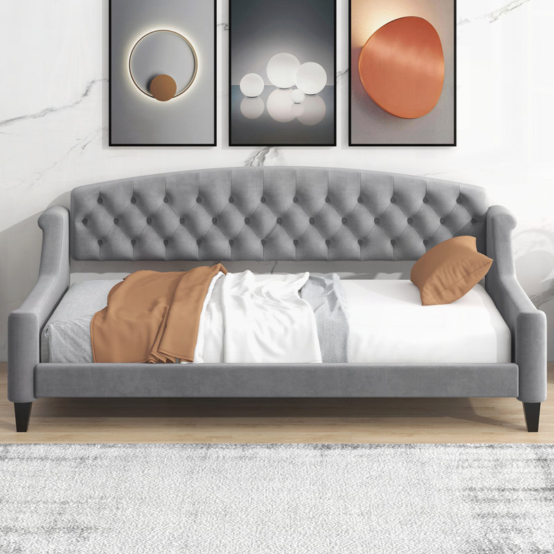 Modern Luxury Tufted Button Daybed, Gray, Twin