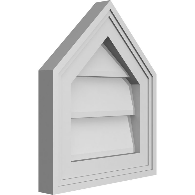 Peaked Top Surface Mount Signature Urethane Non-Functional Gable Vent 11/12 Pitch Primed Tan, 14" H x 12" W x 1.5" D