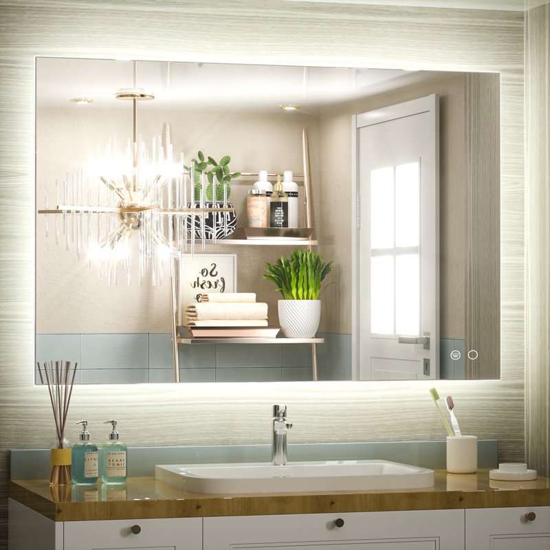 Miroir de salle de bain avec éclairage à DEL rétroéclairé sans cadre, 28 po x 40 po