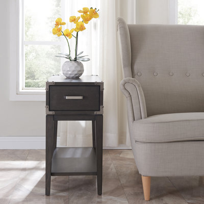 Beckett Solid + Manufactured Wood Side Table in Anthracite