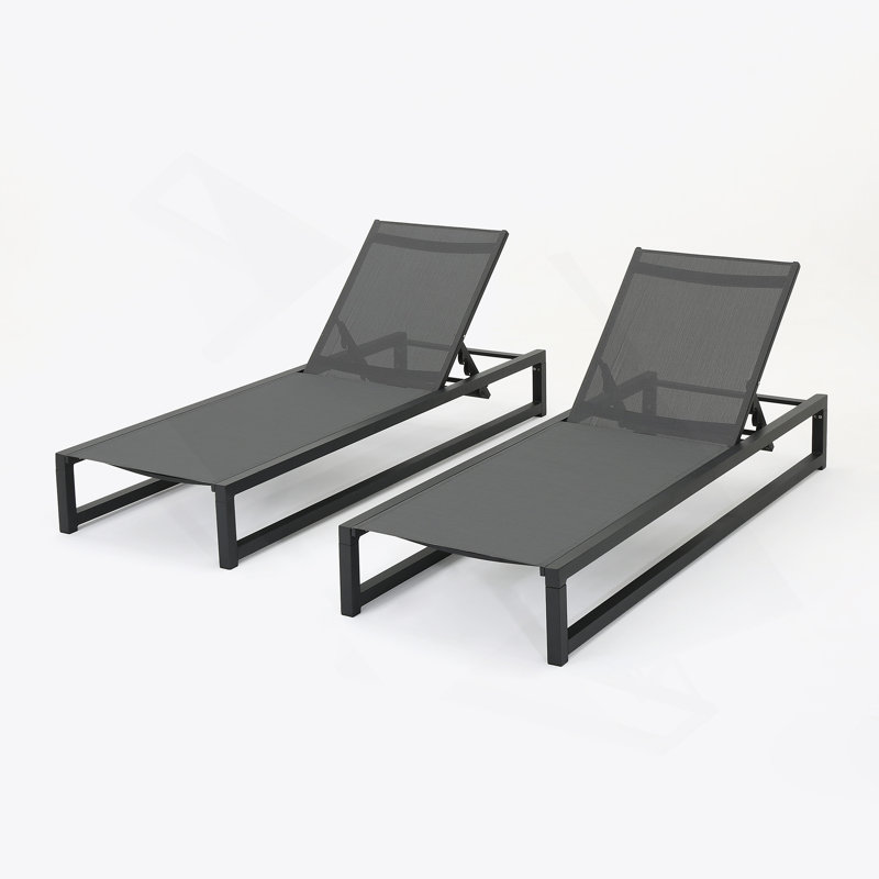Venice Chaise Lounge Set Of 2, Perfect For Outdoor Relaxation, Fully - Adjustable And Weather - Resistant Pieces, 2, Black