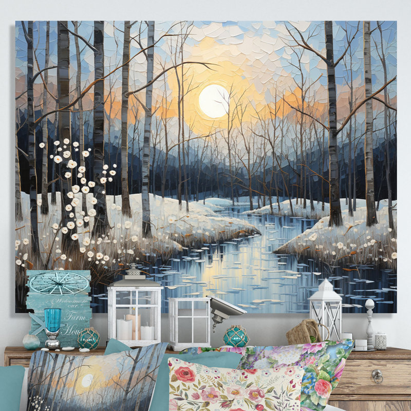 Birch Woods Mystic Moonlight III sur toile, Toile tendue, H 30 po x l 40 po x P 1,5 po