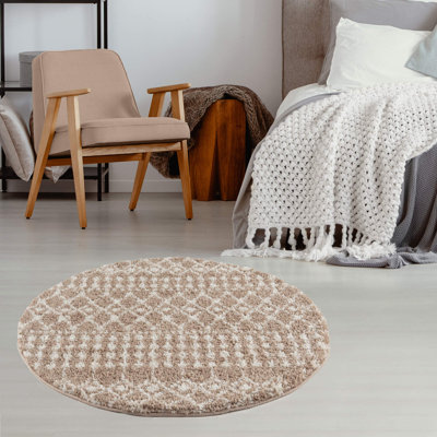 Moroccan Shaggy Collection Rugs Tangier Design in Beige/Ivory