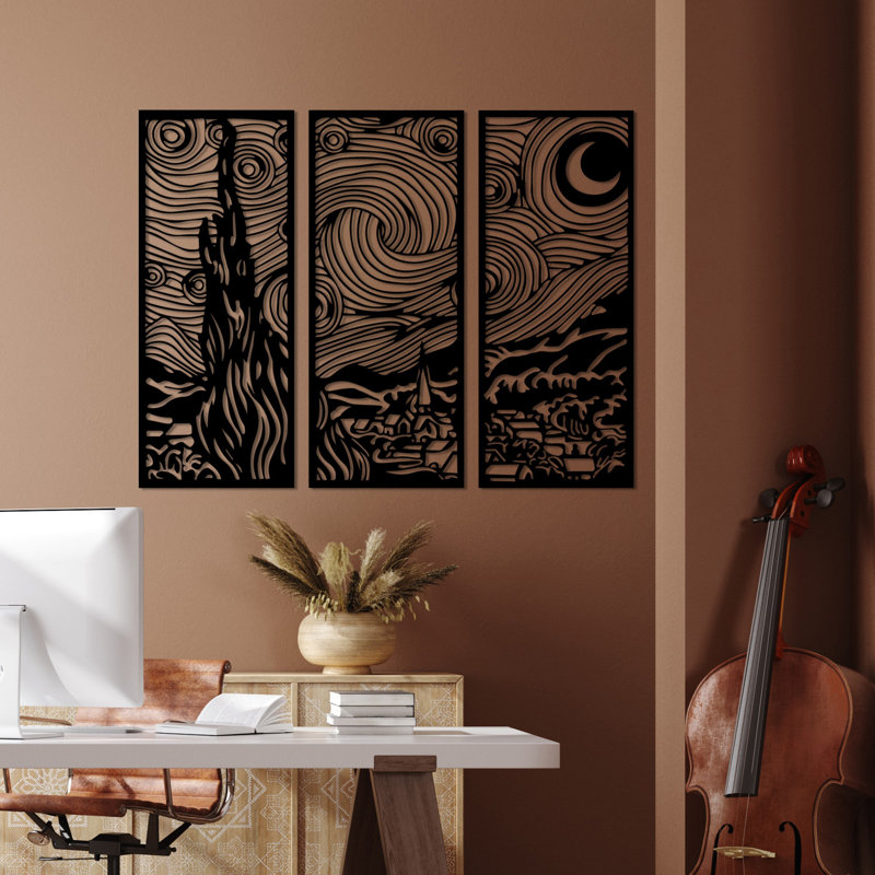 Elegant Decorative Metal Wall Accessory, Black Finish, 11.8 x 11.8 x 28.7 inches | 100% Metal Construction, Thickness: 0.06 inches | Stylish Home Decor for Living Room, Office, and Entryway, Durable and Eye-Catching Design