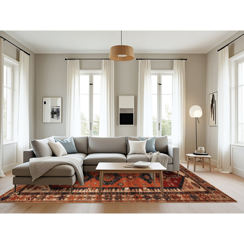 Tapis brun turc lavable à la machine, Rectangulaire 8 pi x 10 pi